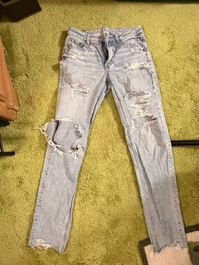 American Eagle Outfitters Light Blue Distressed Skinny Jeans